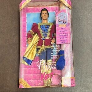 Mattel 1997 Prince Ken for Rapunzel Barbie Doll with Crown and Jewels